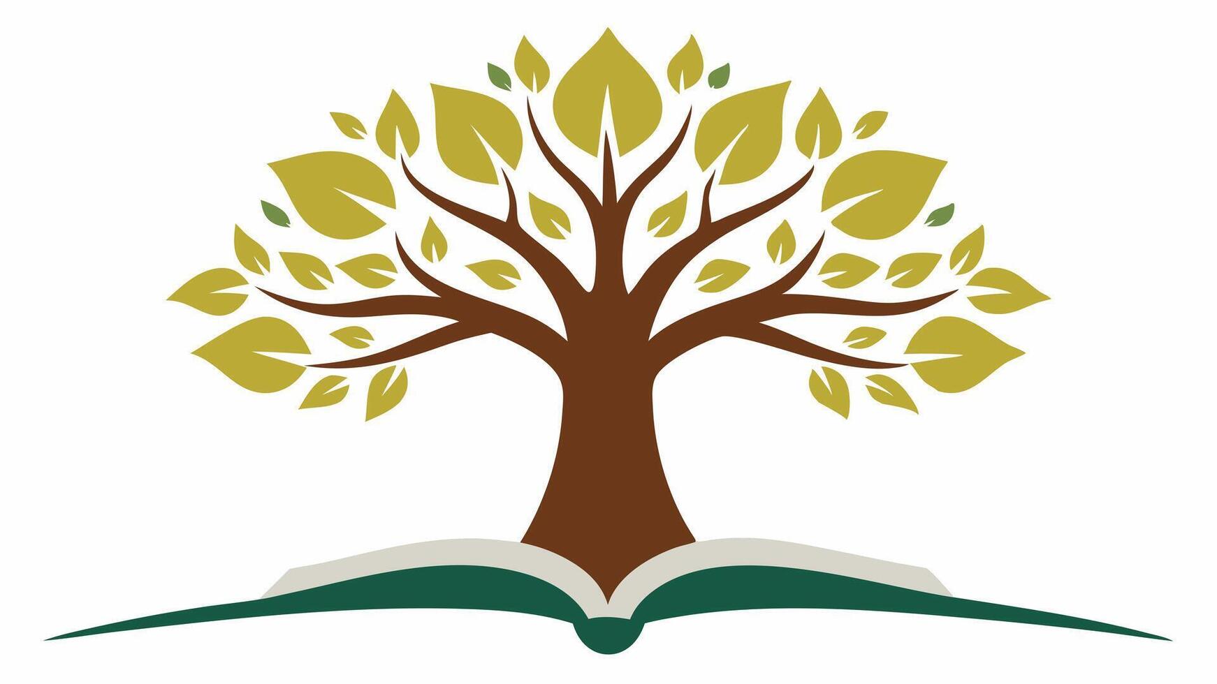 Tree with Inspirational Quotes in Leaves An open book is at the bottom of the composition and a grand tree rises from it stretching its branches wide. Each leaf on the tree is. vector