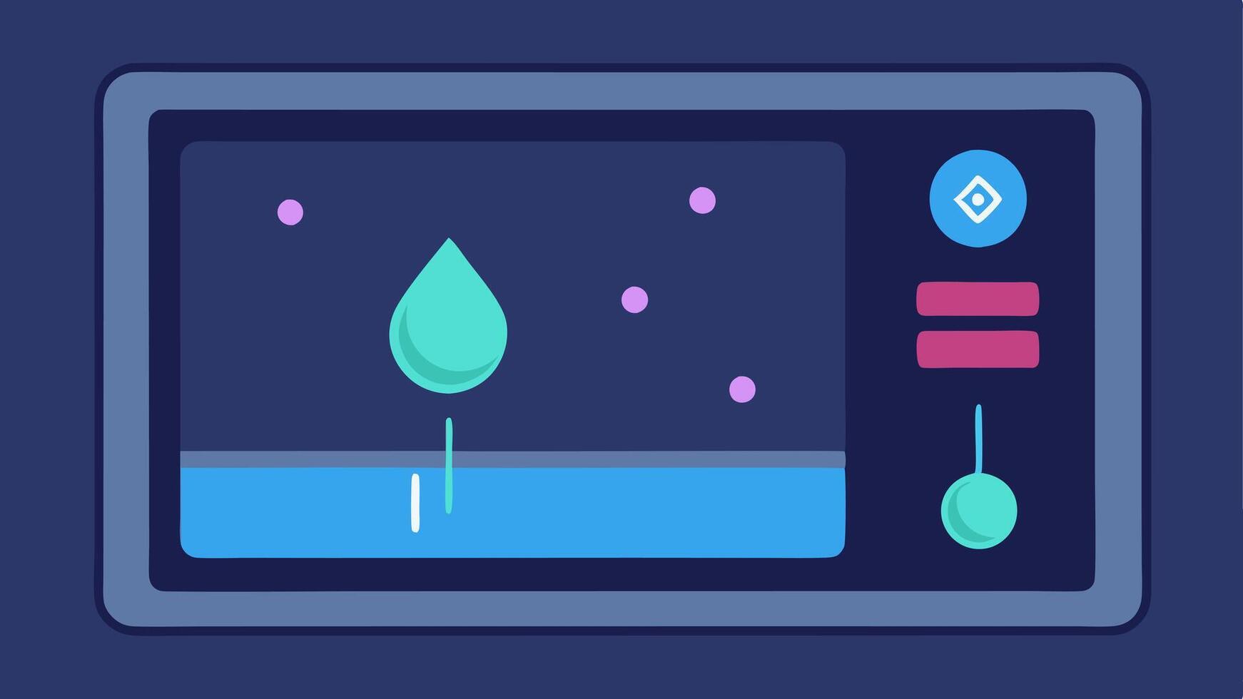 User Interface Panel Create a of a holographic user interface panel displaying a touchscreen with options to control the robot arm. The panel shows a simple Pour Water. vector