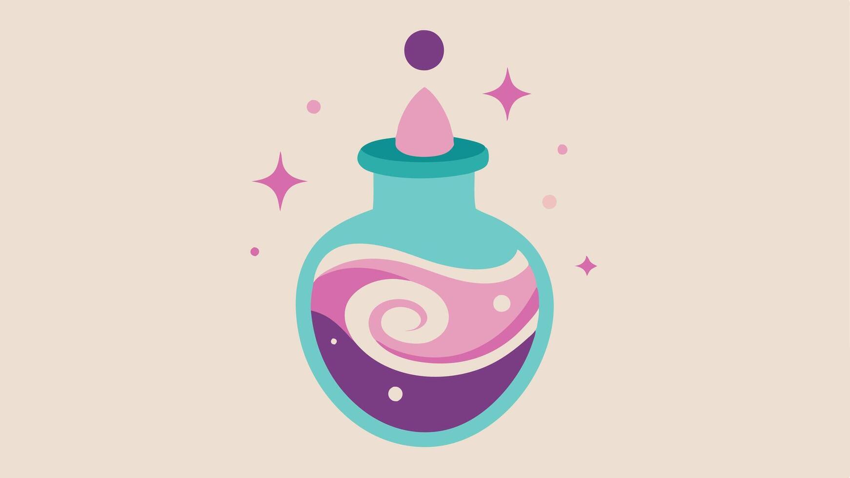 Youth Elixir A mask illustration styled like a potion bottle with swirls and sparkles showcasing the magical appeal of exosome technology for firming and lifting skin.. vector