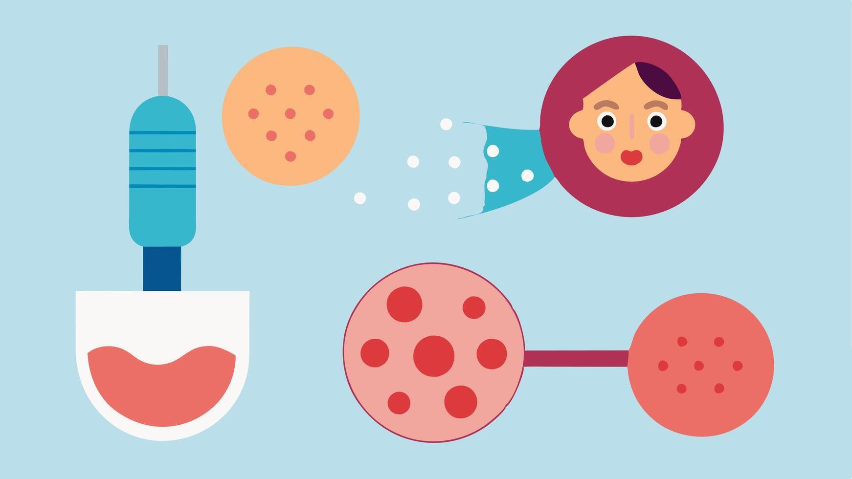 These illustrations should provide a clear and informative visual understanding of how microneedling is enhanced by the use of exosomes in skincare treatments.. vector