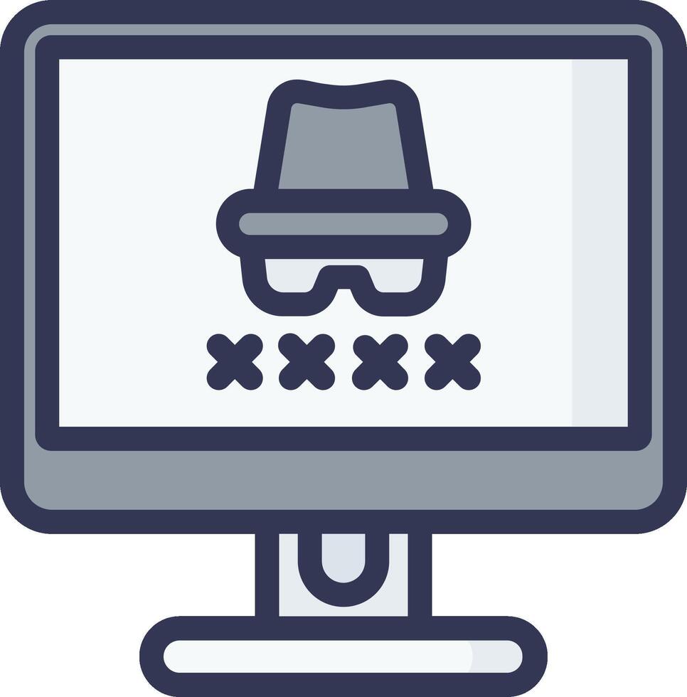 A computer monitor with a hat and glasses on it vector