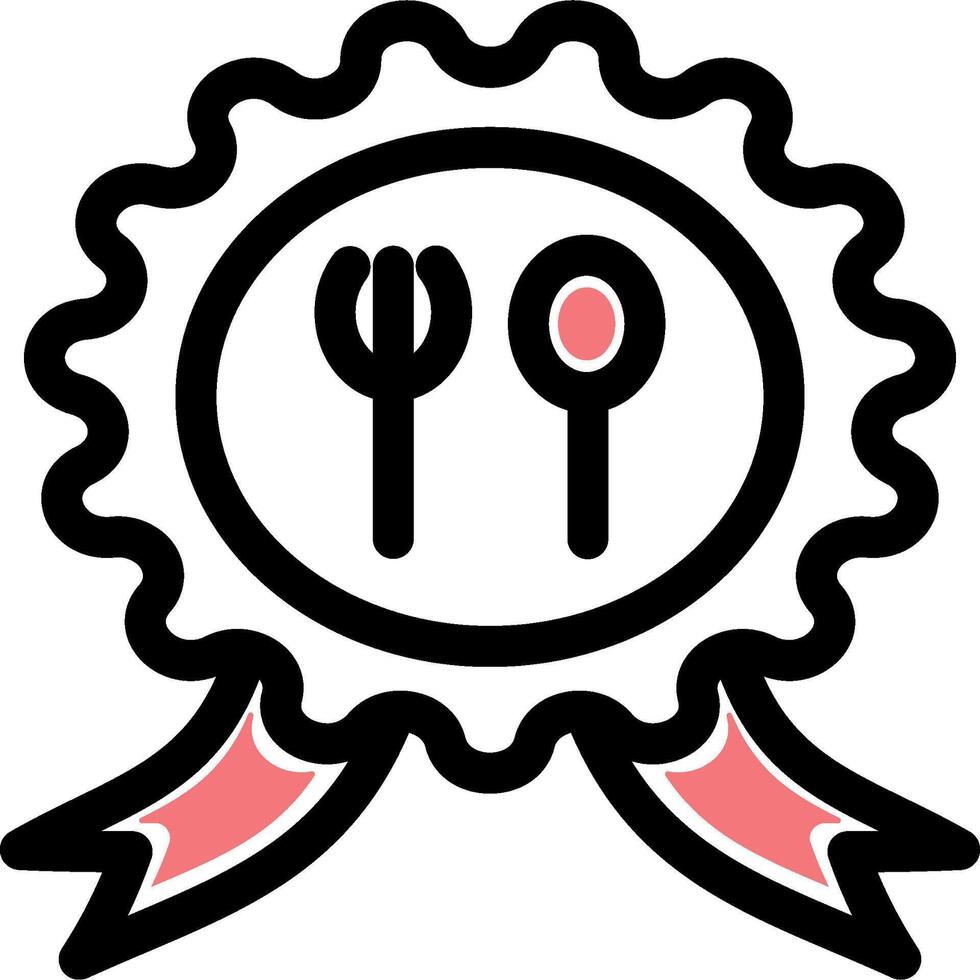 A badge with a fork and spoon in it vector