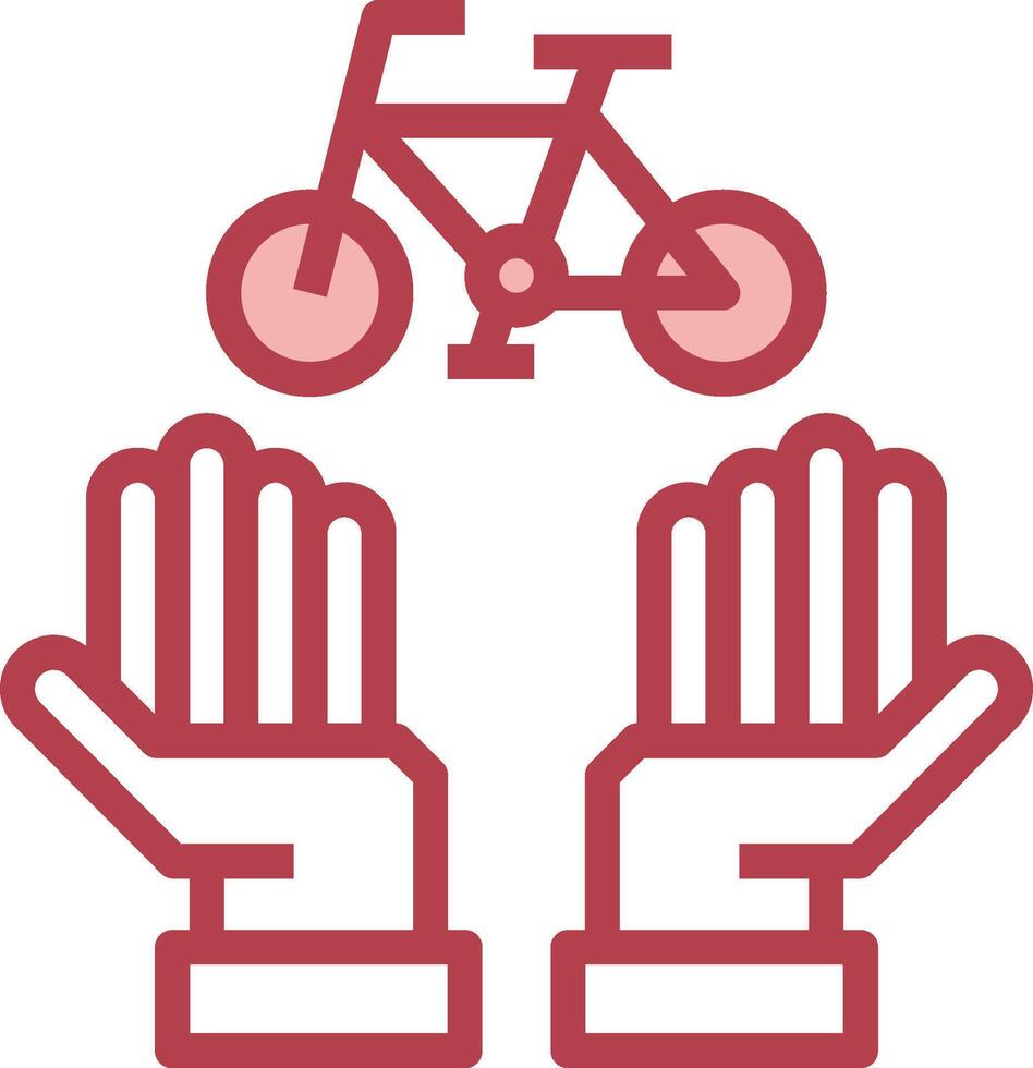 Two hands are holding a bicycle and a hand is holding a bicycle vector