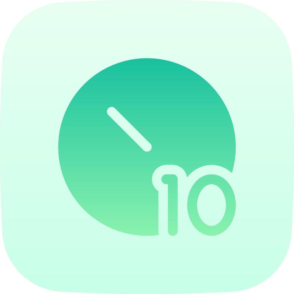 A green and white clock icon with the number 10 vector