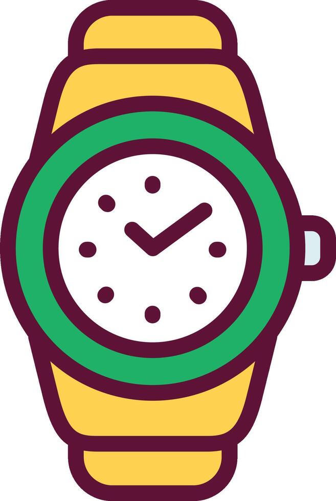 A watch icon with a green and yellow band vector