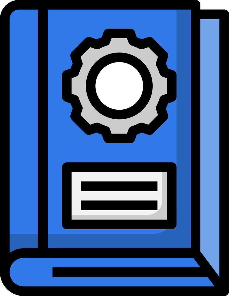 A blue book with gears on it vector