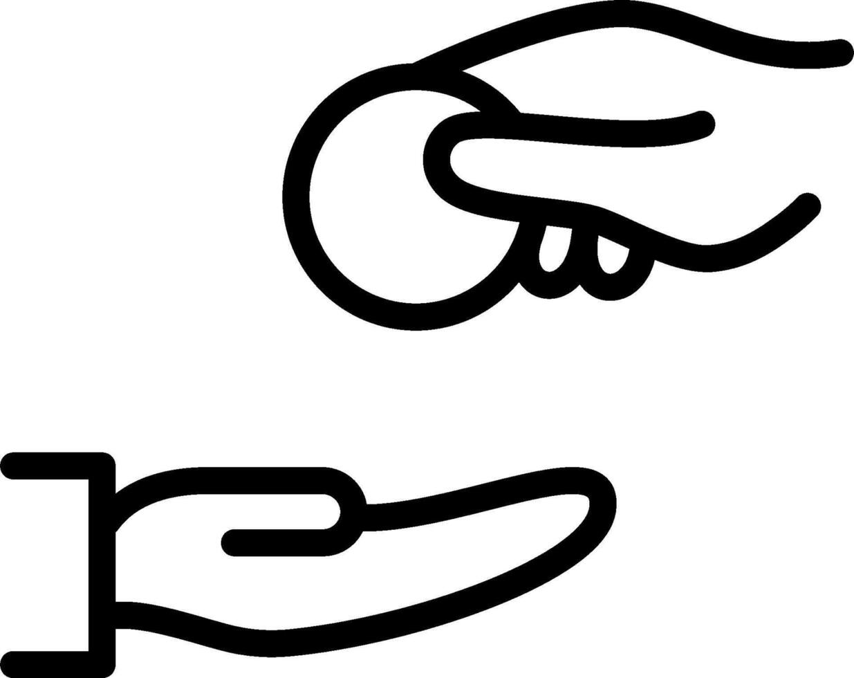 A hand giving a coin to another hand vector