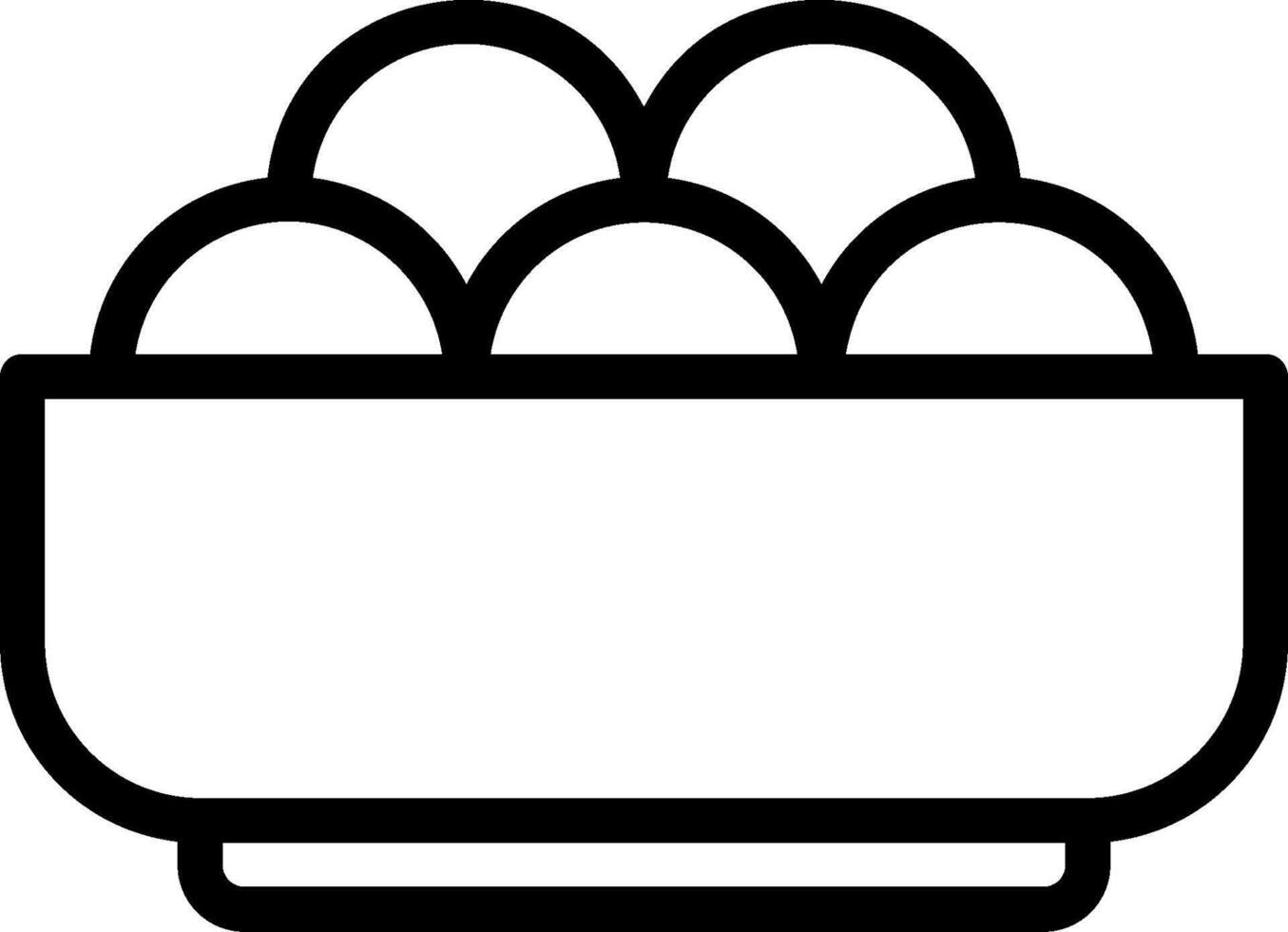 A black and white illustration of a bowl filled with eggs vector