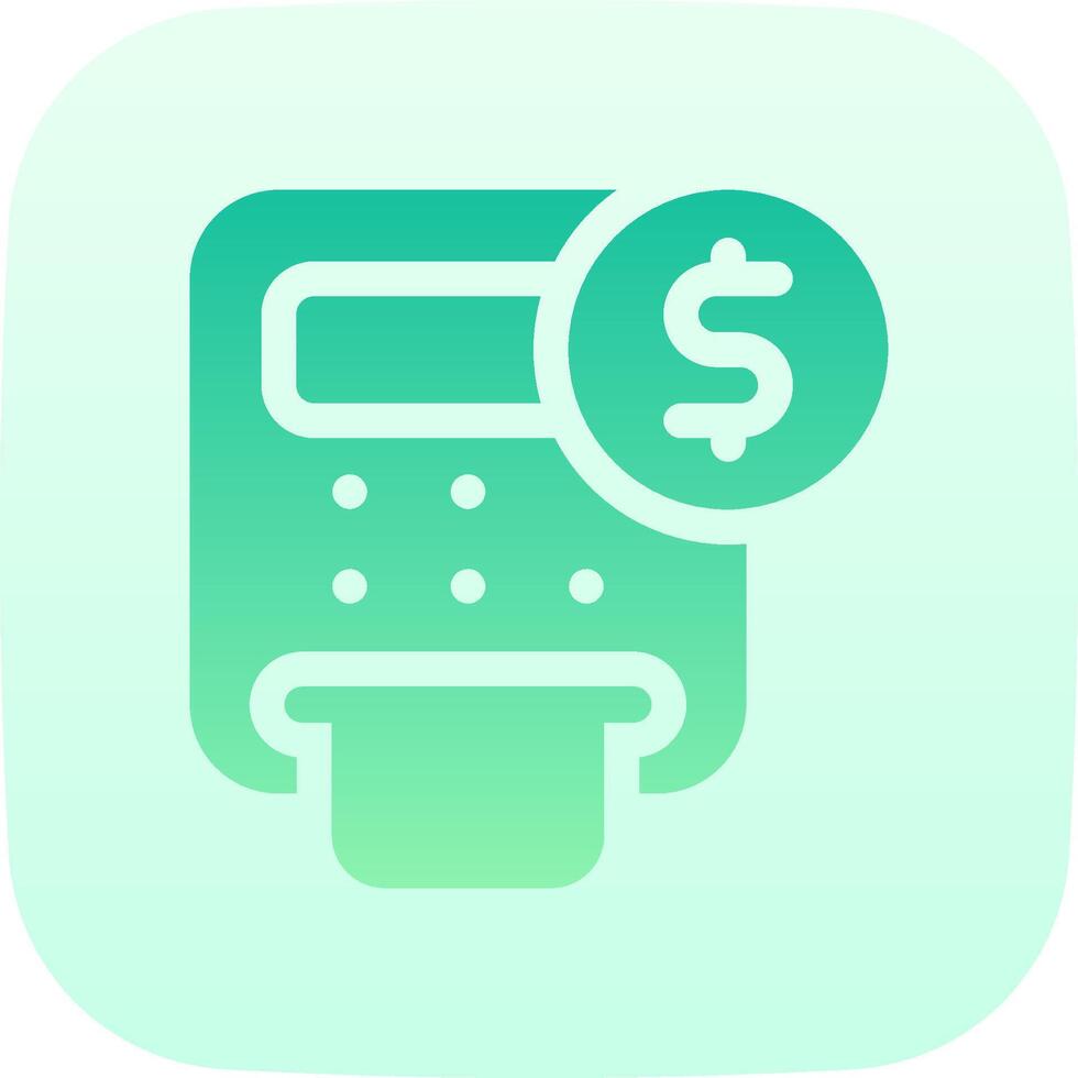 A green icon with a dollar sign and a calculator vector