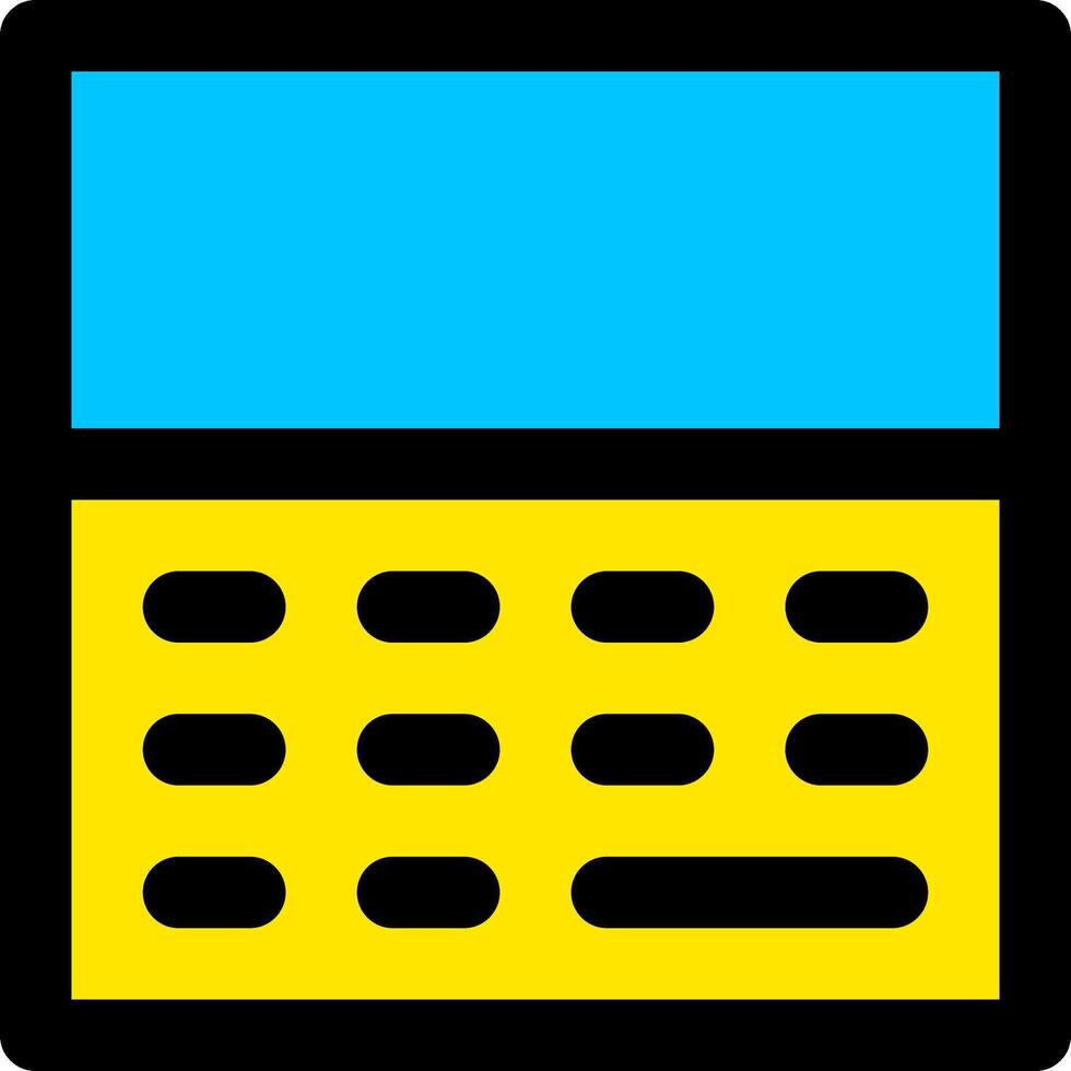 A calculator icon with a blue and yellow background vector