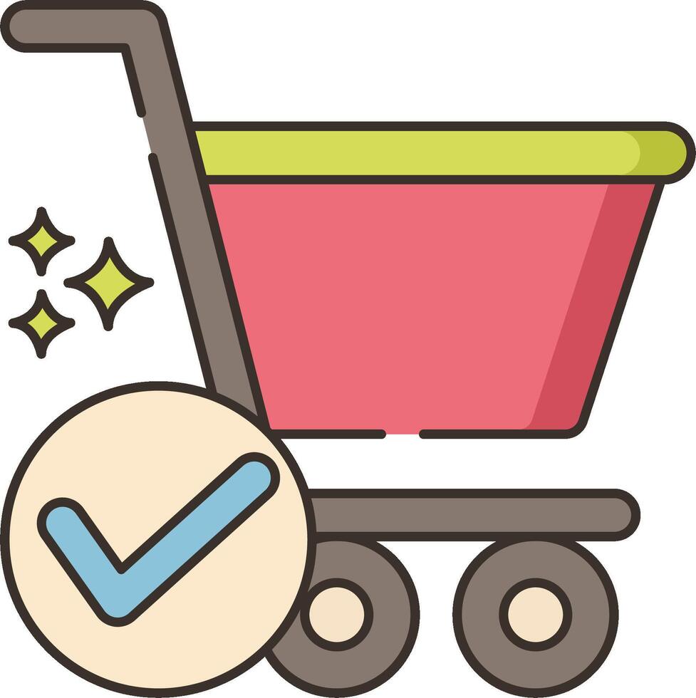 Shopping cart icon with check mark vector