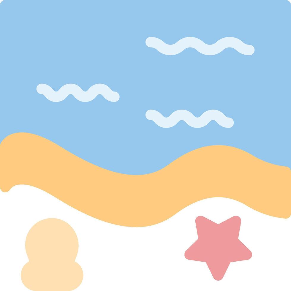 An icon of a beach with a starfish and a wave vector