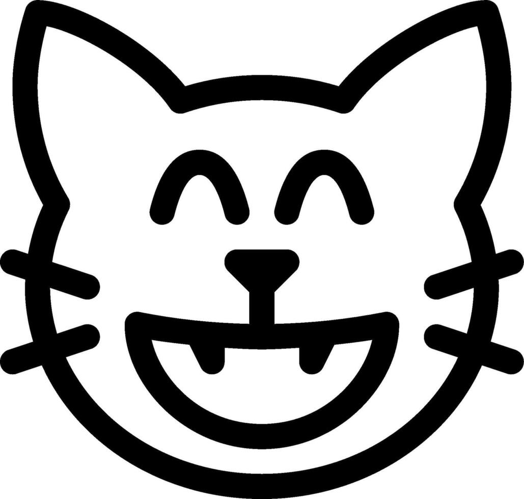 A black and white cat face with a smile vector