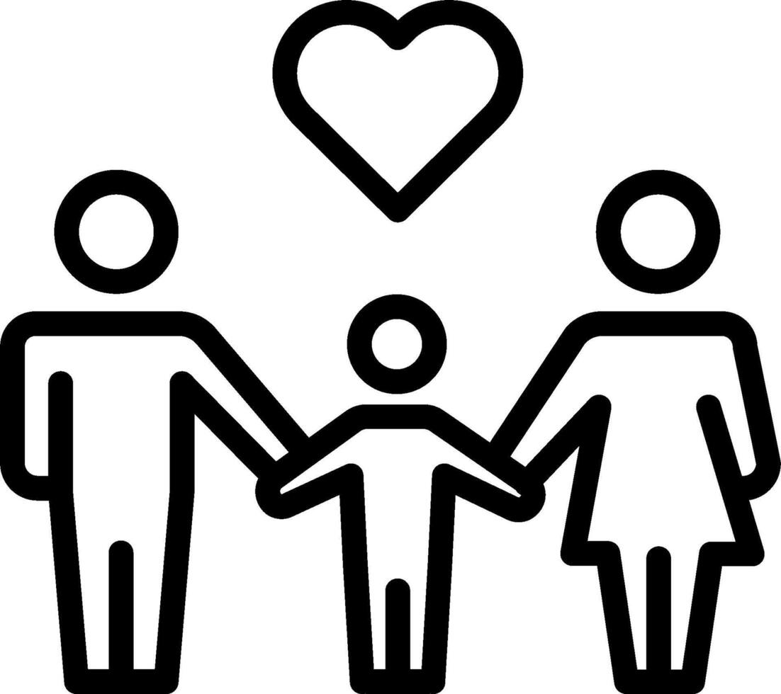 Family icon with heart and family holding hands vector
