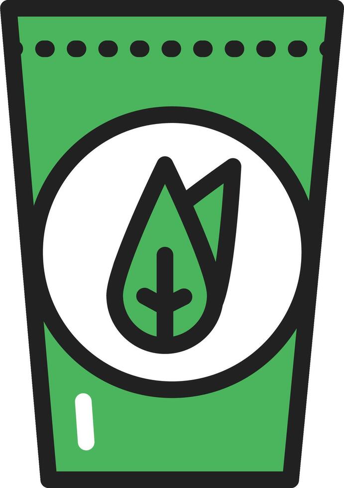 A green pouch with a leaf on it vector