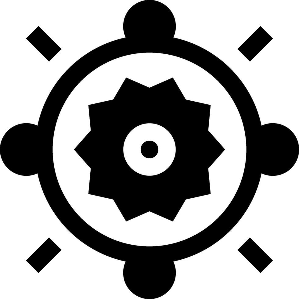 A black and white logo of a gear wheel vector