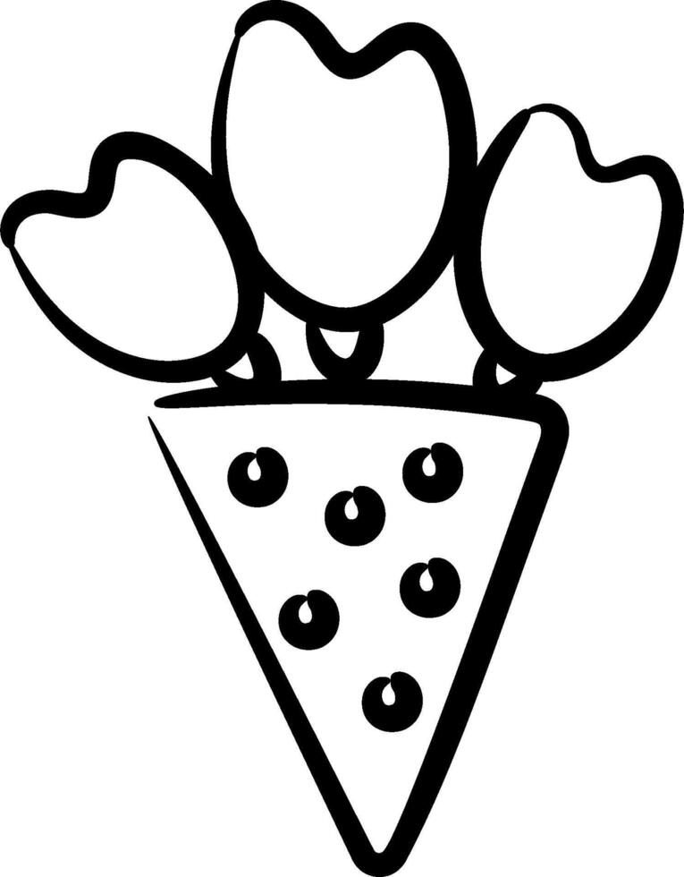 A pizza with flowers in it coloring page vector