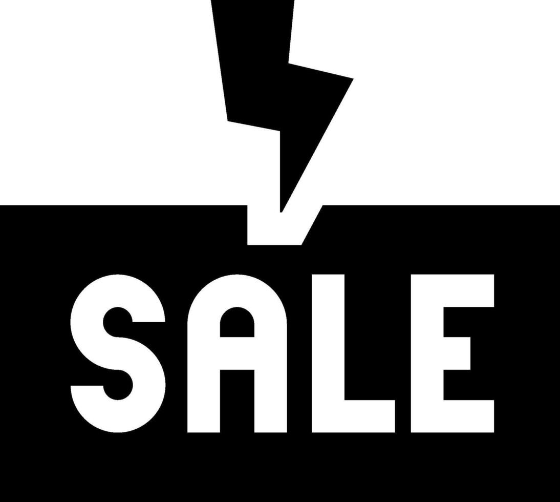 A black and white sale sign with a lightning bolt vector