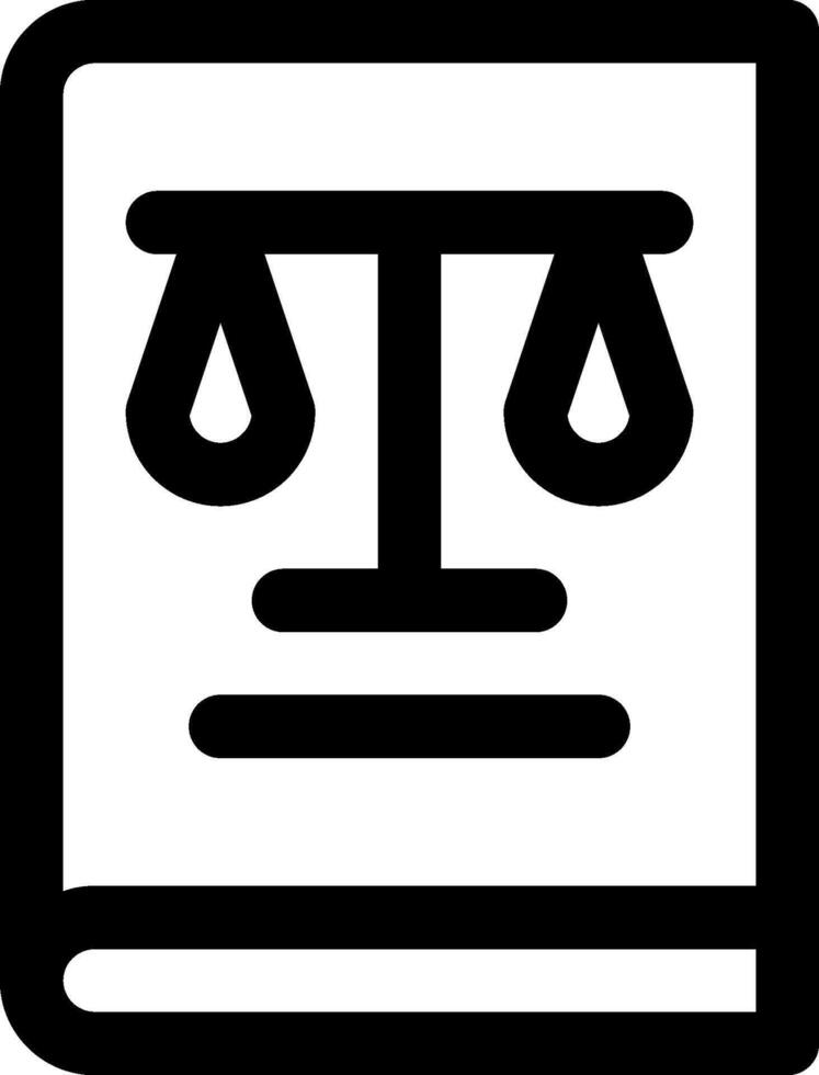 A black and white icon of a book with scales on it vector
