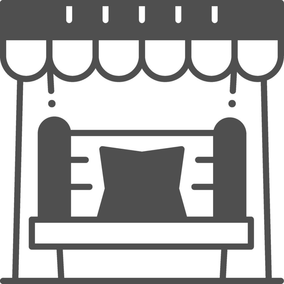 A black and white illustration of a store front vector