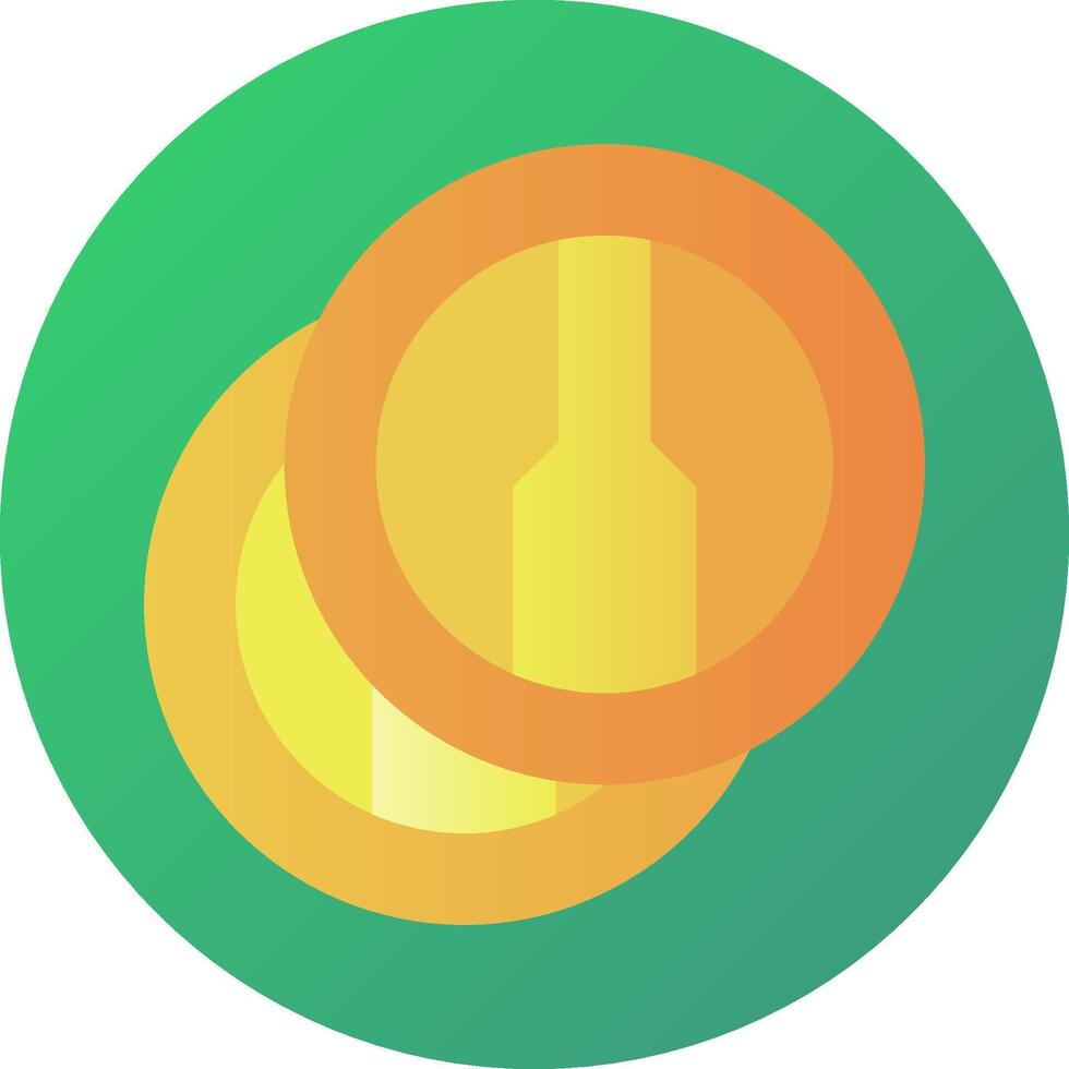 A green and orange circle with a bottle of wine vector