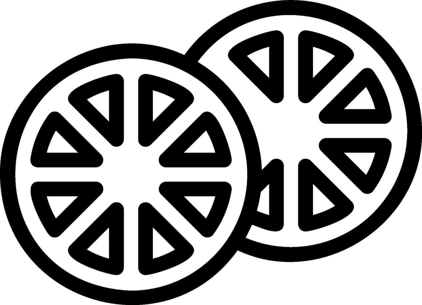 Two slices of lemon are shown in black and white vector