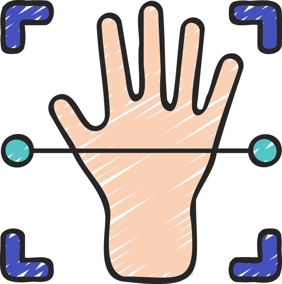 A hand with a circle around it and a line on it vector