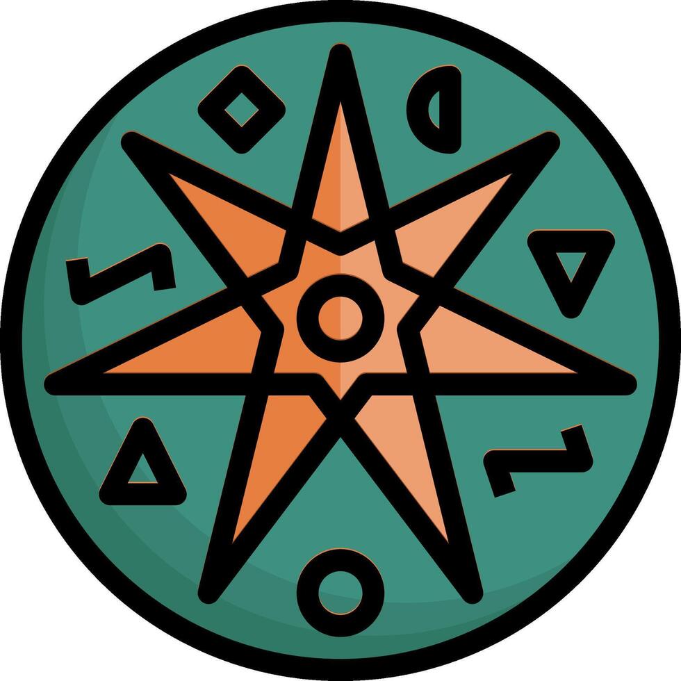A green and orange star with a circle around it vector