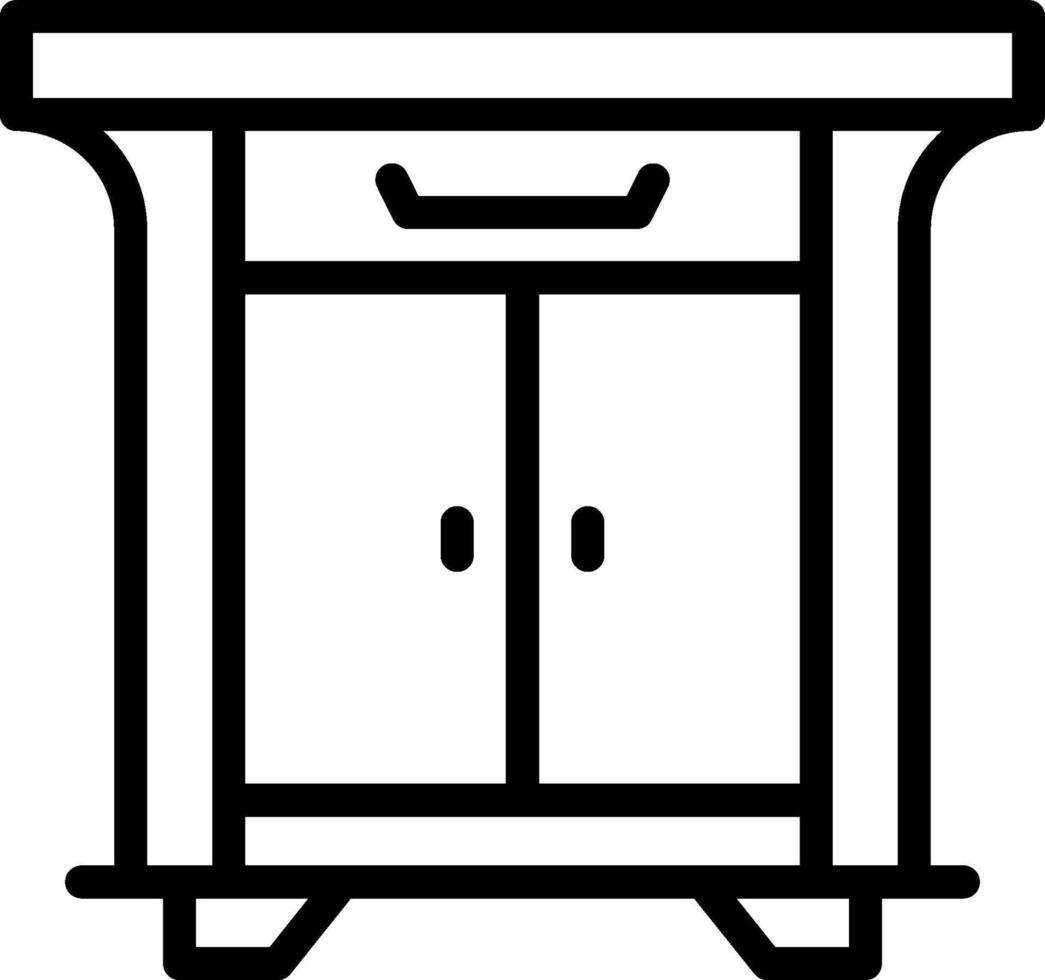 A black and white drawing of a cabinet vector