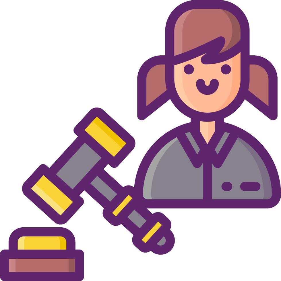 A woman holding a hammer and a gavel icon vector