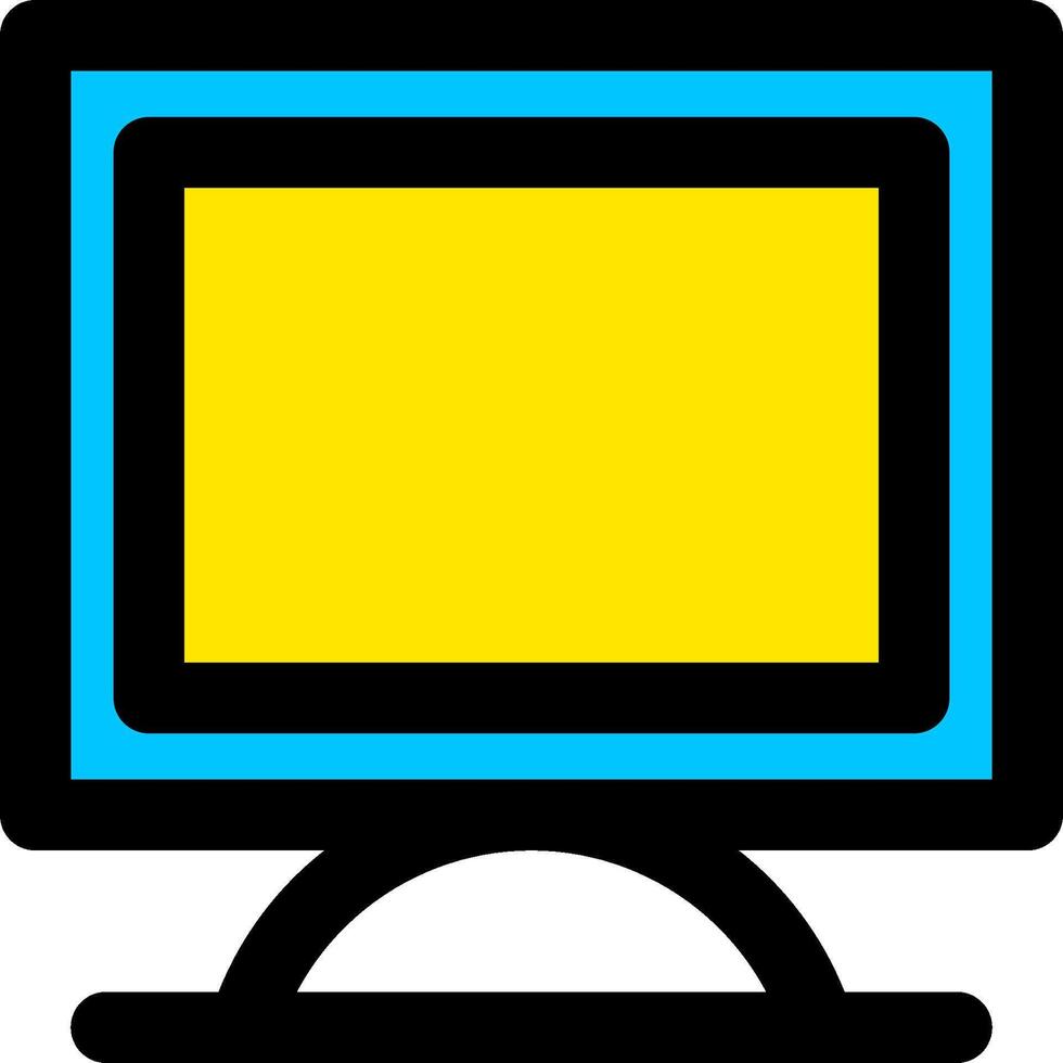 A computer monitor with a yellow screen vector