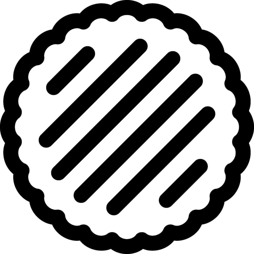 A black and white icon of a round cookie vector
