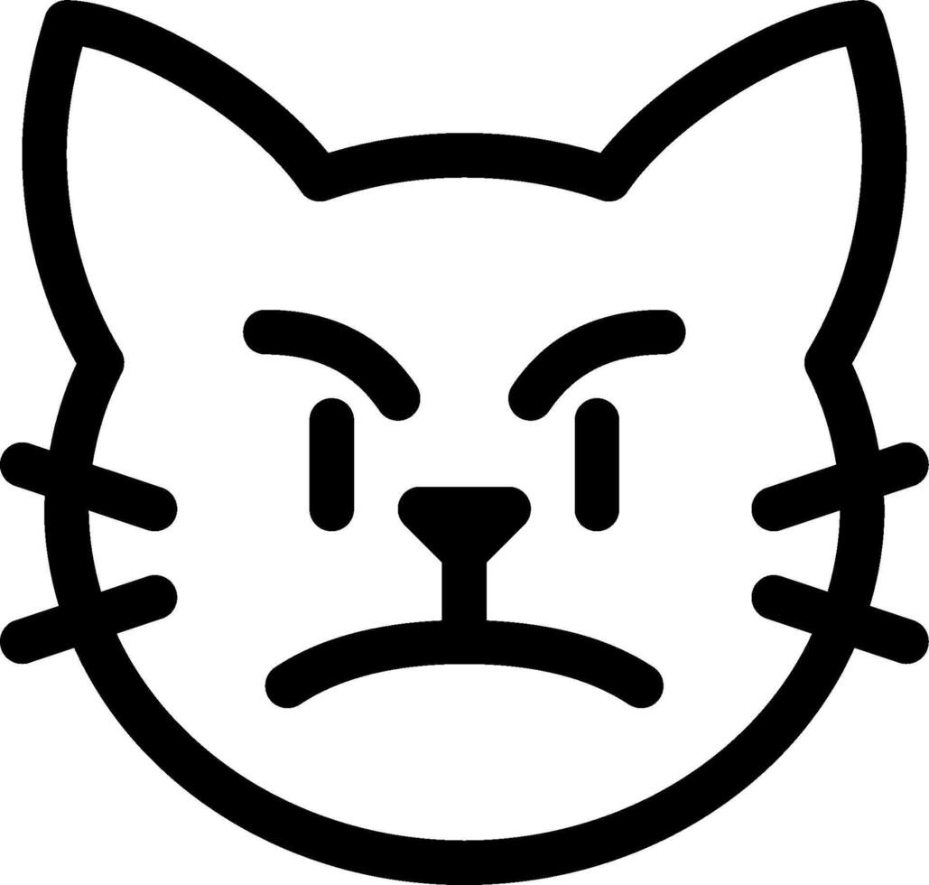 A black and white cat face with an angry expression vector