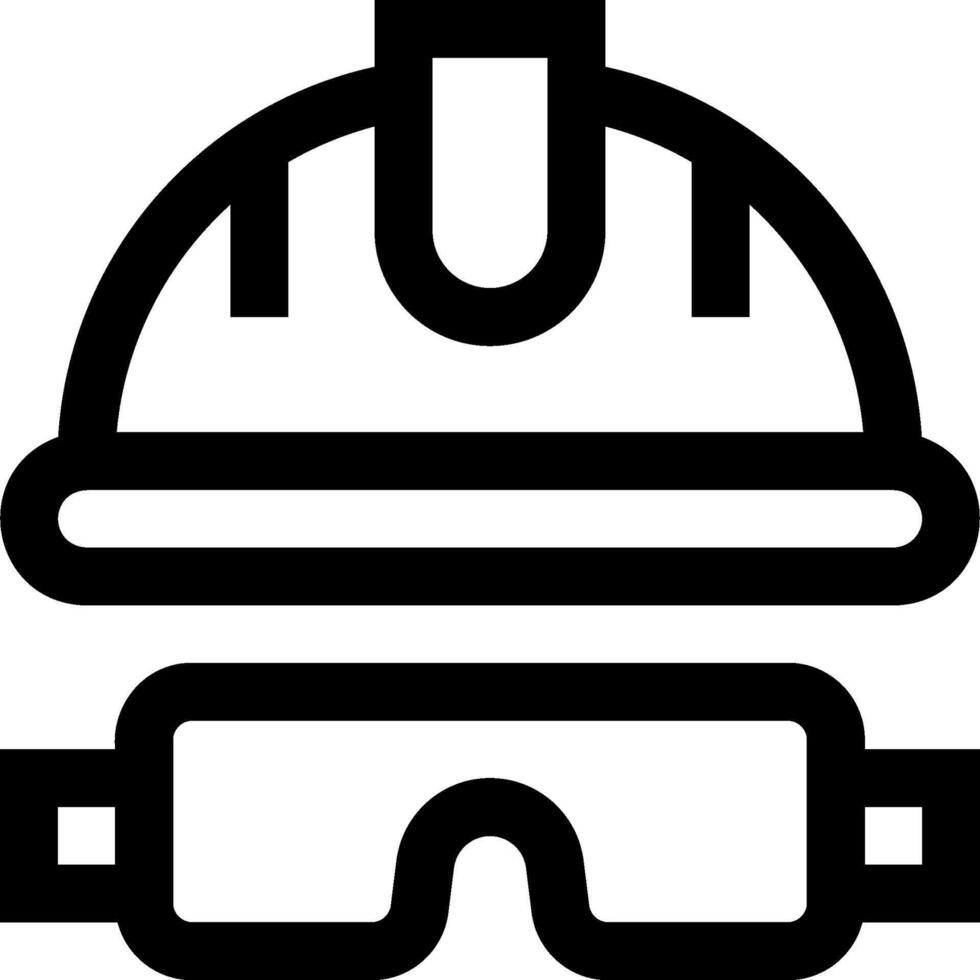 A black and white image of a helmet and goggles vector