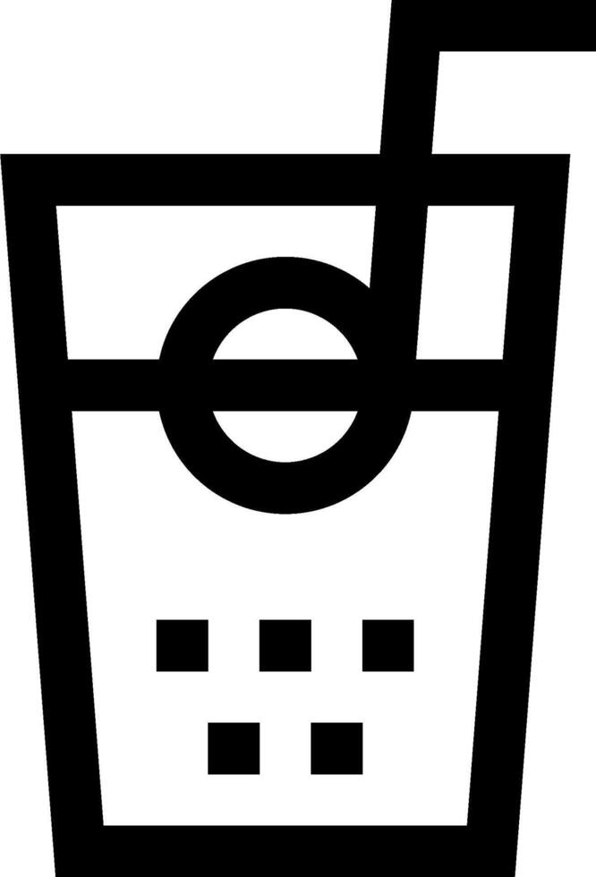 A black and white icon of a drink in a glass vector