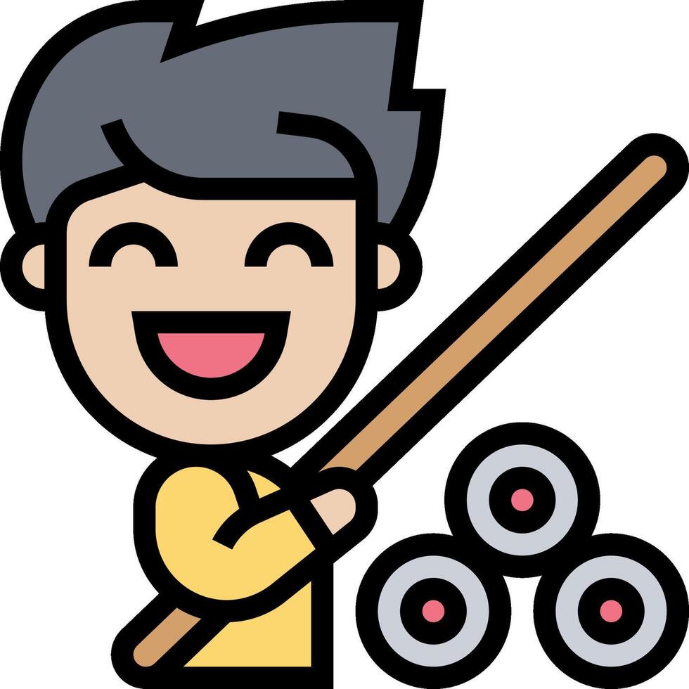 A cartoon man holding a stick and a ball vector