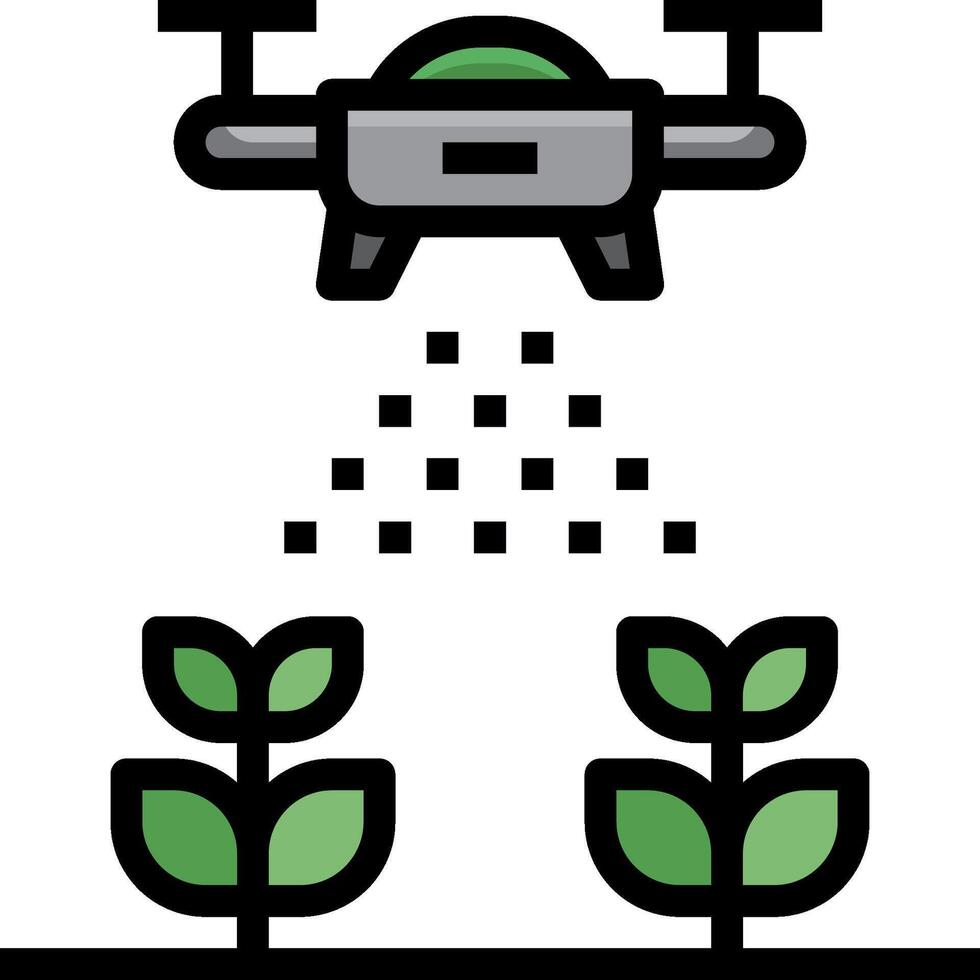 A drone is spraying plants with water vector