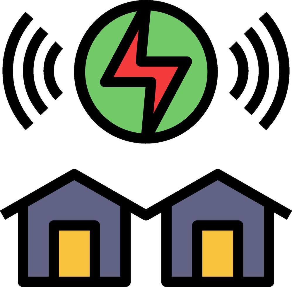 A house with a lightning bolt and a house with a green light vector