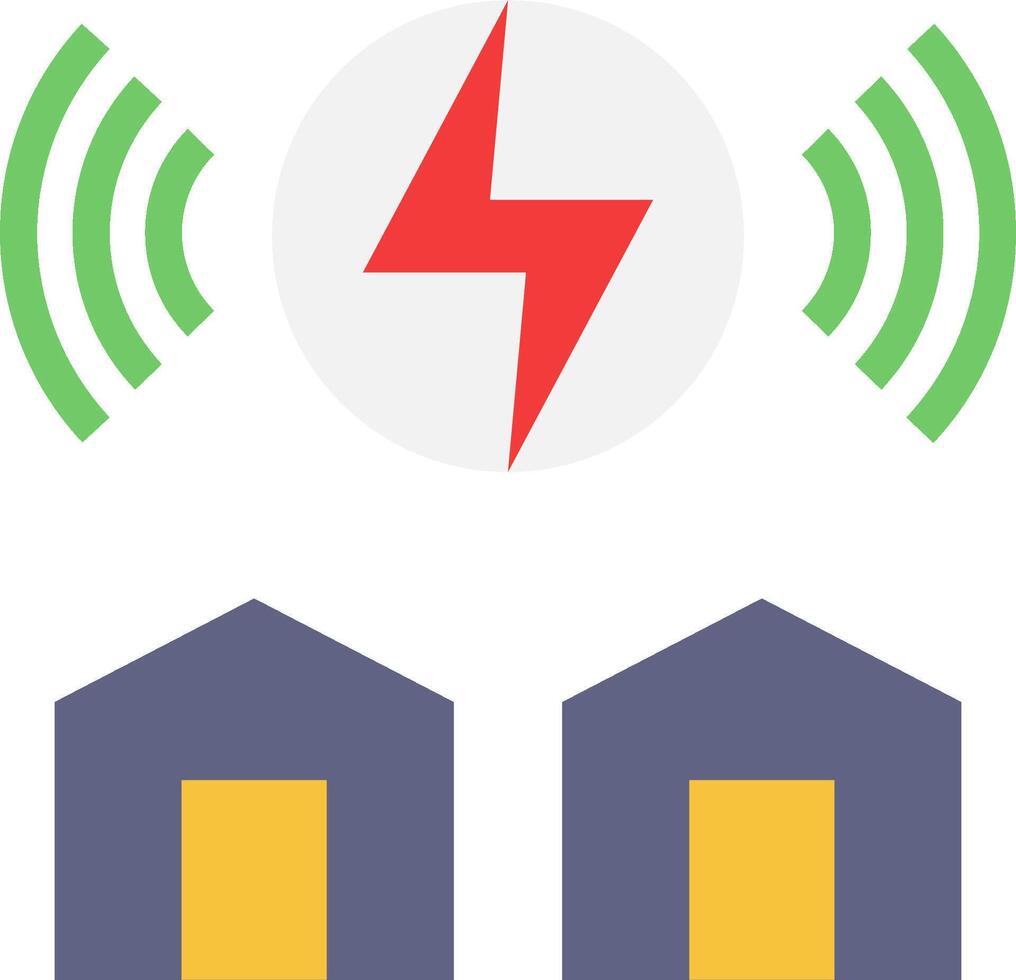 A house with a lightning bolt and a house with a green light vector