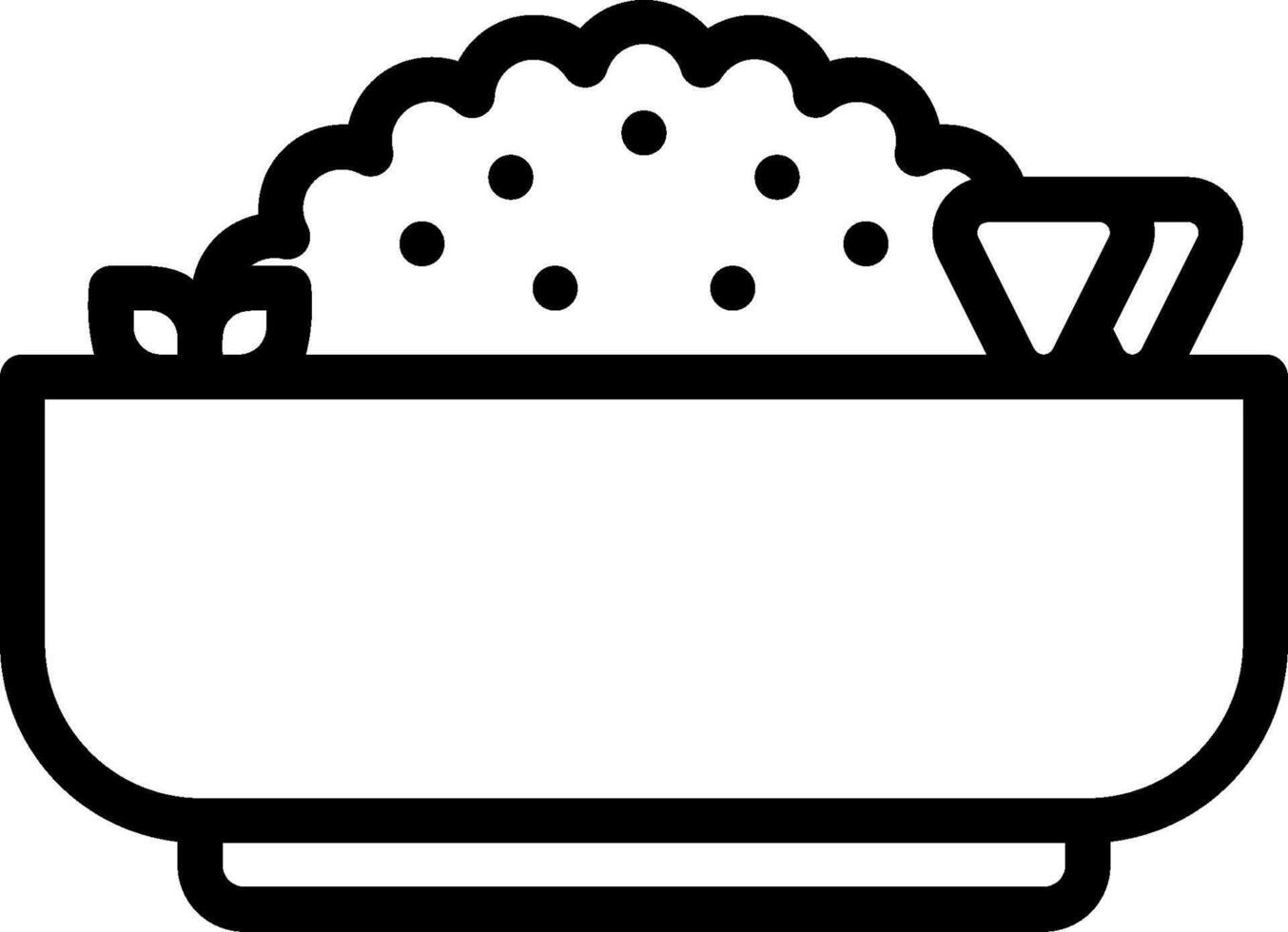 A black and white illustration of a bowl of rice vector