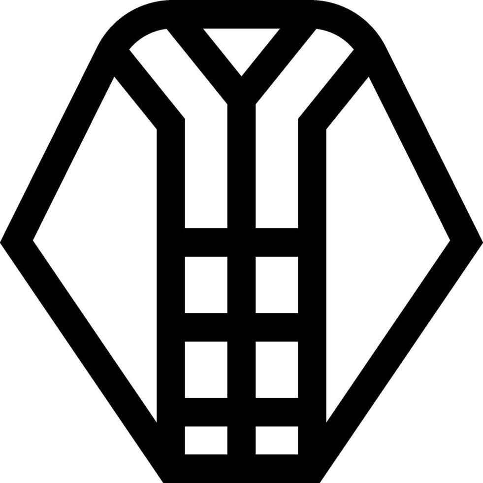 A black and white logo of a man wearing a jacket vector