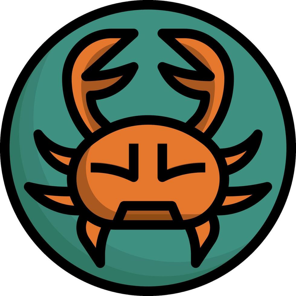 A crab icon with a face on it vector