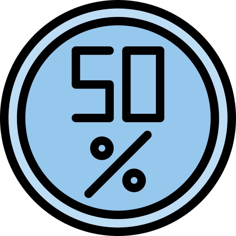 A blue and black 50 percent sign with a percentage symbol vector