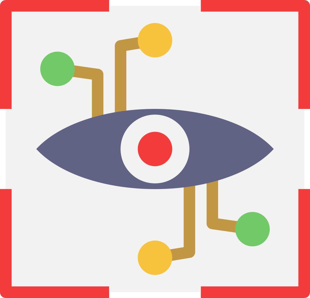 A red square with an eye and a green and yellow circle vector