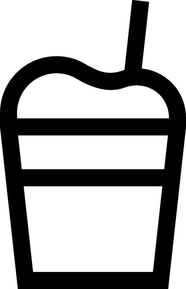 A black and white icon of a cup with a straw vector