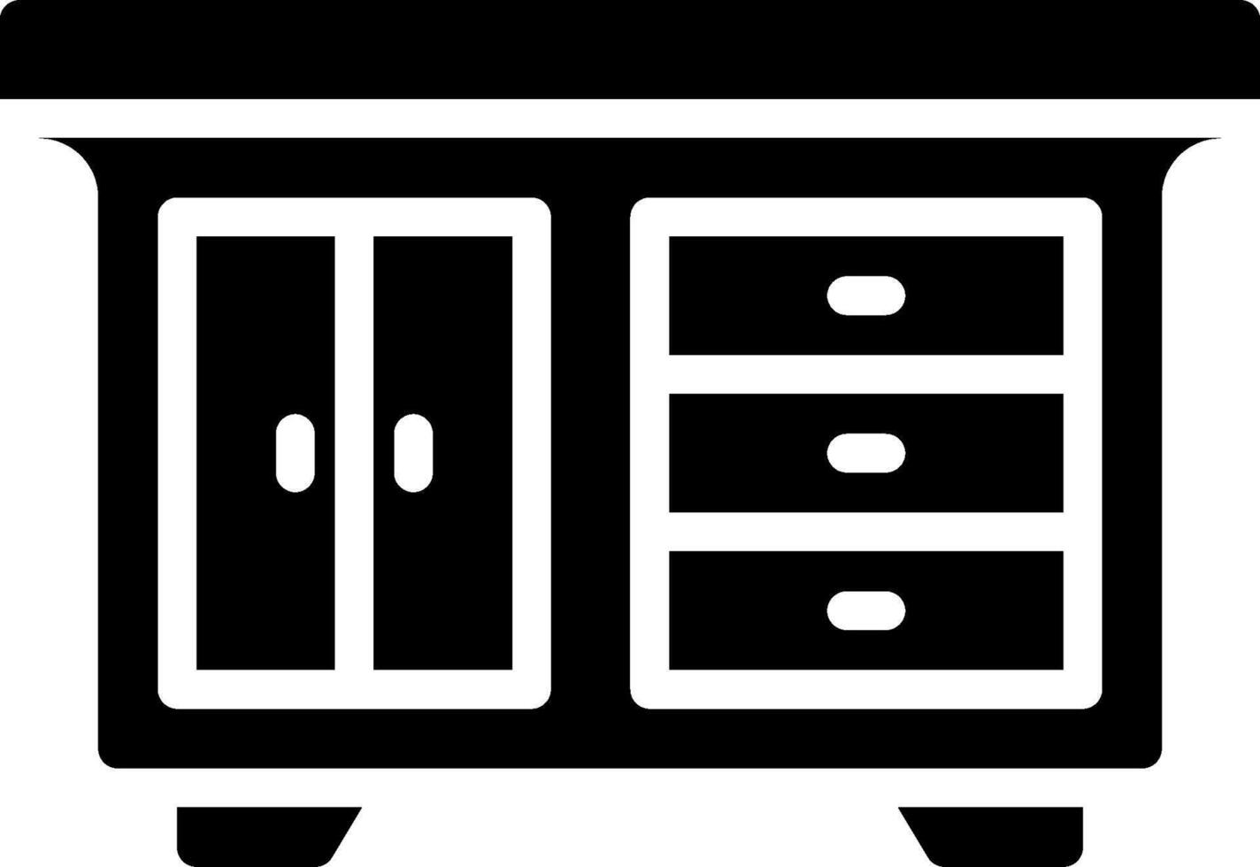 A black and white cabinet with drawers vector