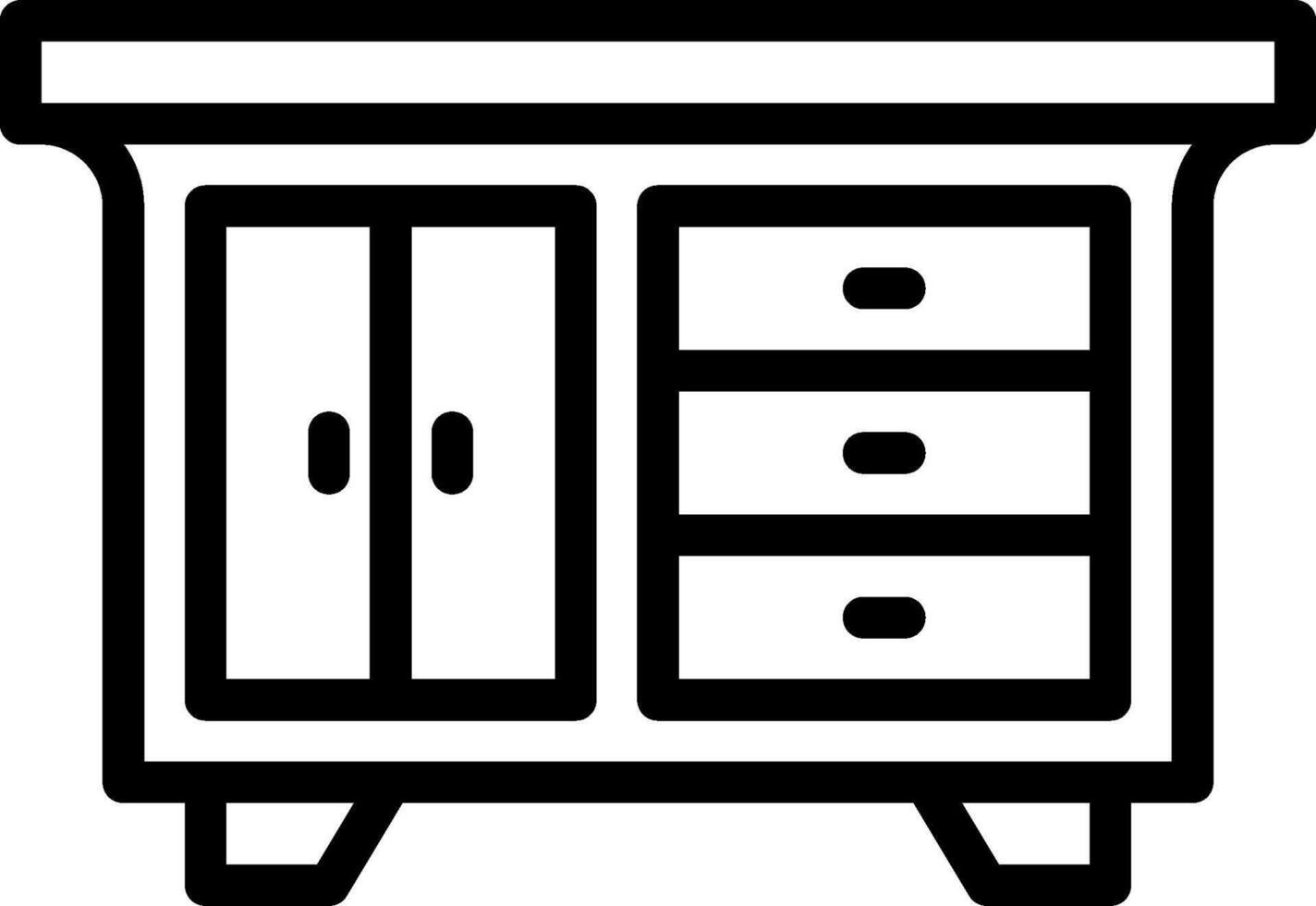 A black and white image of a dresser vector