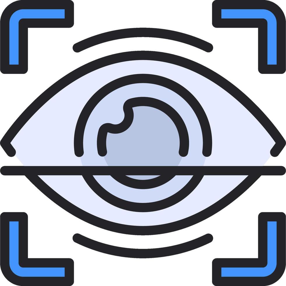 An eye icon with a blue and white background vector