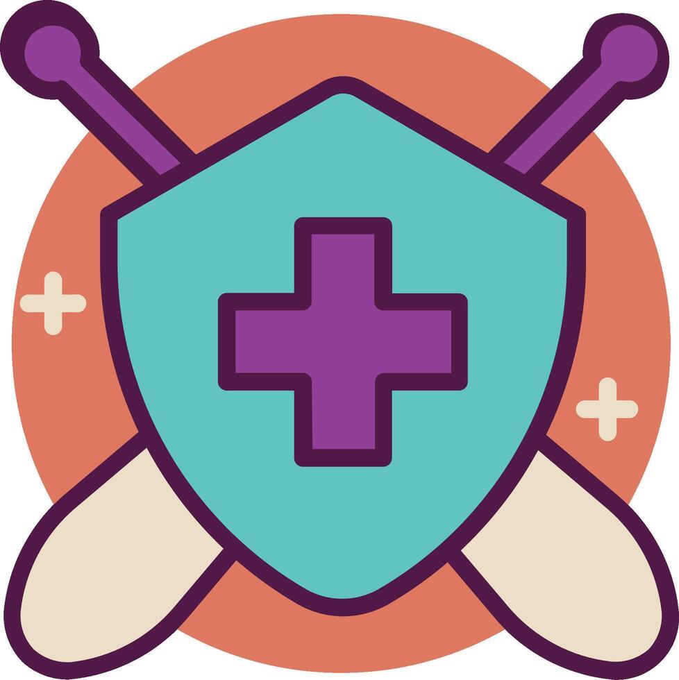 A shield with crossed swords and a cross on it vector