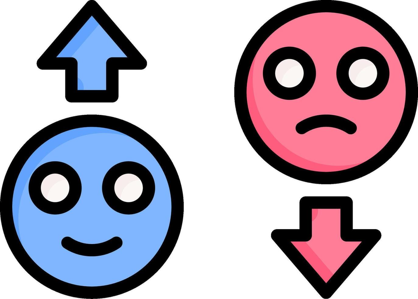 Two faces with different emotions are shown vector